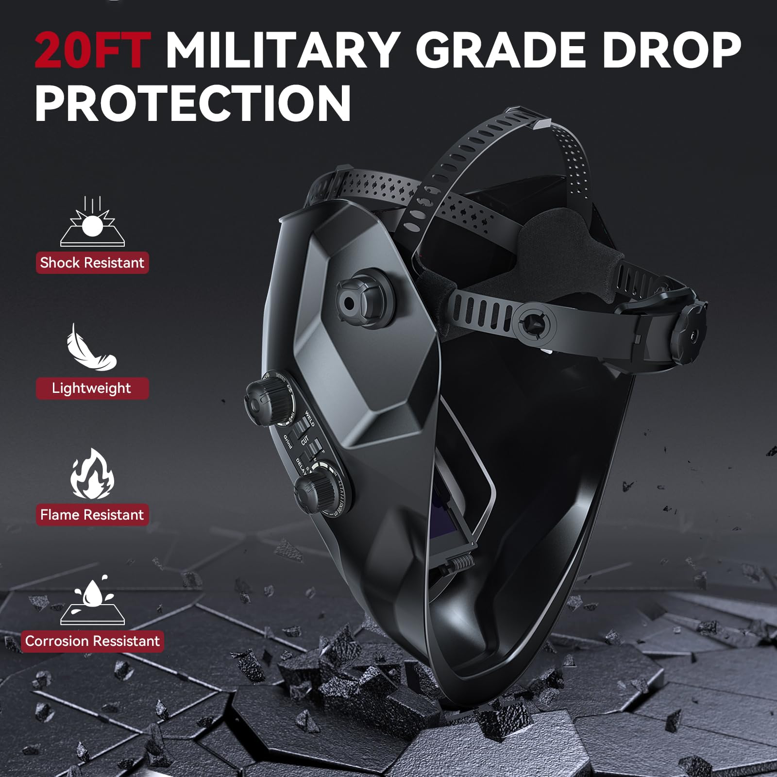 ARCCAPTAIN Welding Helmet Auto Darkening, 3.94"X3.66" Large Viewing Screen True Color Welding Hood with 4 Arc Sensor Solar Powered, Wide Shade 4-5/5-9/9-13 for ARC TIG MIG Welding Helmets for Men - Image 7