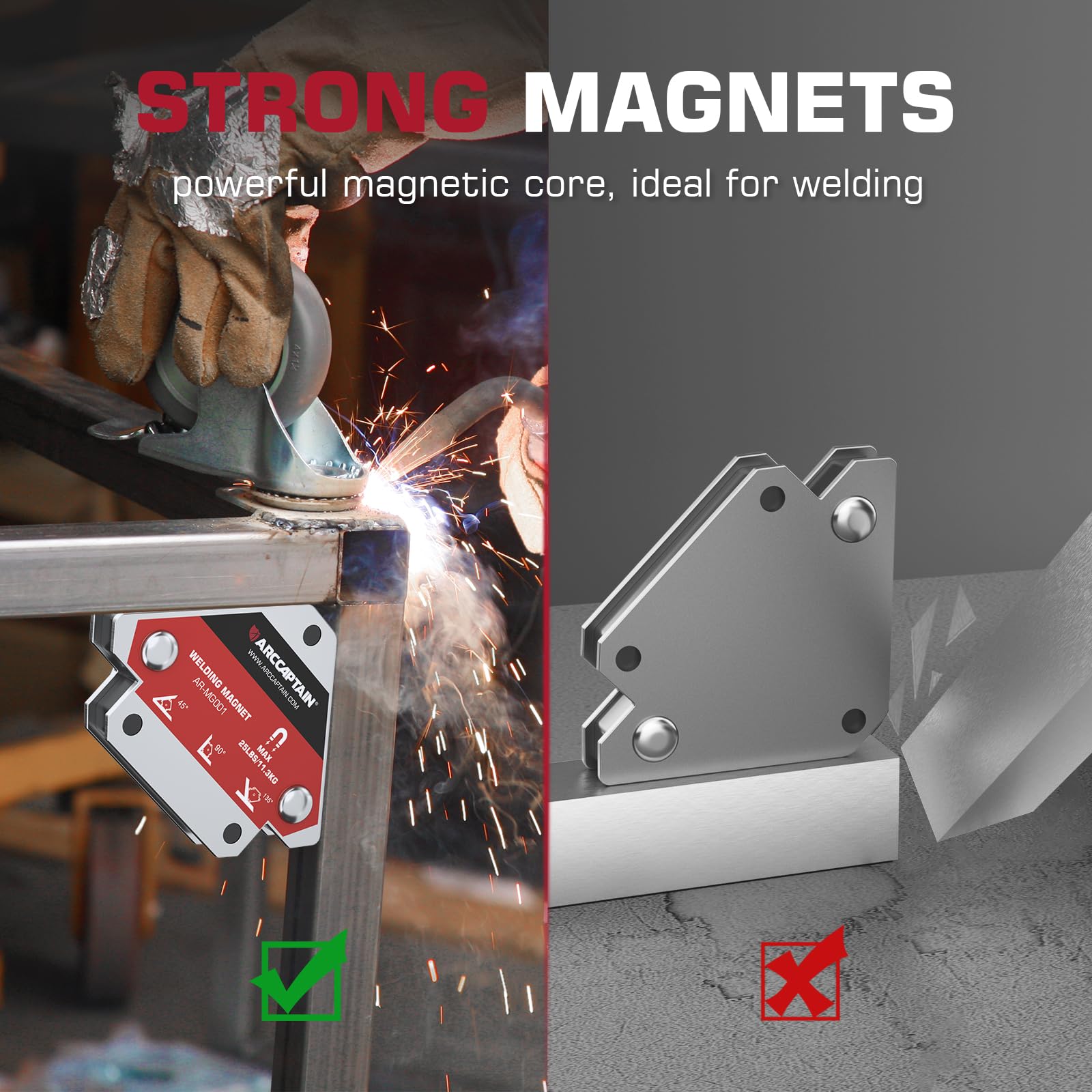 ARCCAPTAIN Welding Magnets 25LB&55LB 4Pcs Welding Magnet Set, Magnetic Welding Holder, Holding Power Welding Accessories - Image 5